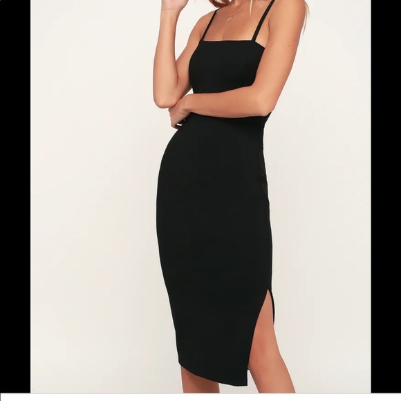 paulina black bodycon midi dress Black Bodycon Midi Dress | Womens | Small | 100% Polyester